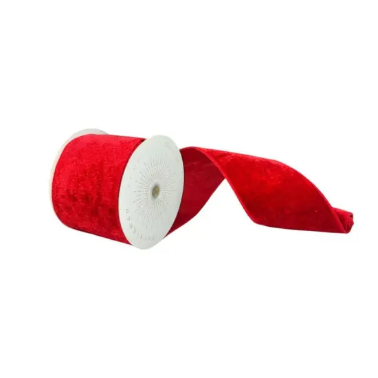 4" Plush Red Velvet Ribbon (10 Yards) {1}