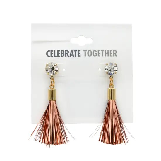 Pink Tassel New Years Style Drop Earrings {2}