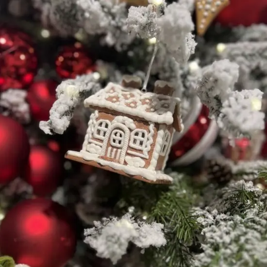 4.25" Lighted Gingerbread House Ornament (Set of 3) {2}