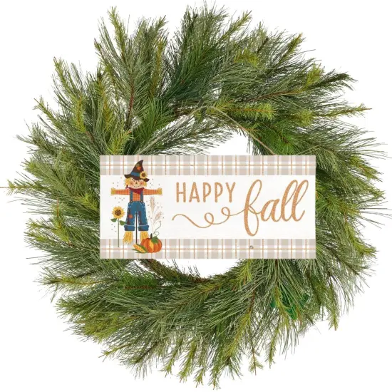 12" Wooden Sign: Happy Fall Scarecrow {4}