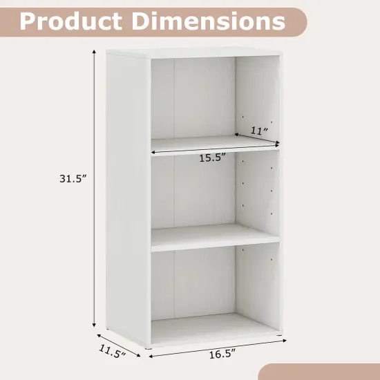 Costway 2 PCS 3 Tier Open Shelf Bookcase Multi-functional Storage Display Cabinet White {3}