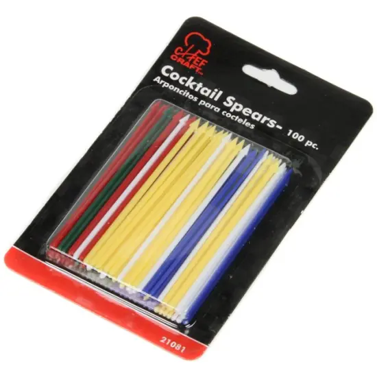 Chef Craft 3.25 Inch Summer Party Spears Cocktail Drink Picks, Multi-Color, 100 Pack {2}