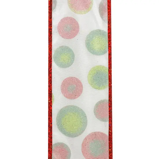 2.5" Bullseye Dots Glitz Ribbon: White (10 Yards) {3}