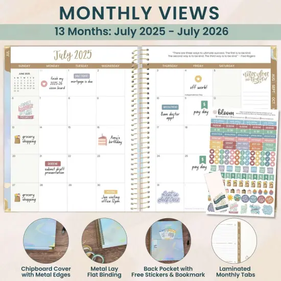 bloom daily planners 2025-26 Academic Planner, Hard Cover, 8.5" x 11", Iridescent Opal {3}