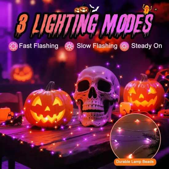 7ft 20 Mini LED Halloween Fairy String Lights Silver Wire {3}