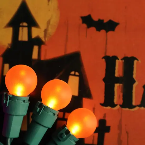 13.5ft Orange Halloween Lights G15 Glass Frosted Globe Lights {3}