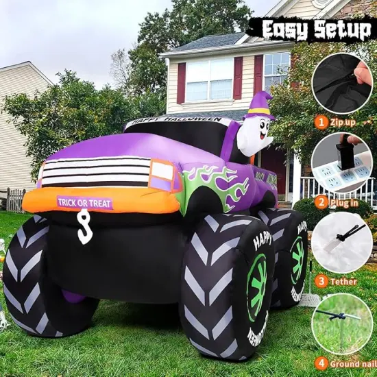 Long Halloween Inflatables Monster Truck Outdoor Decorations {4}