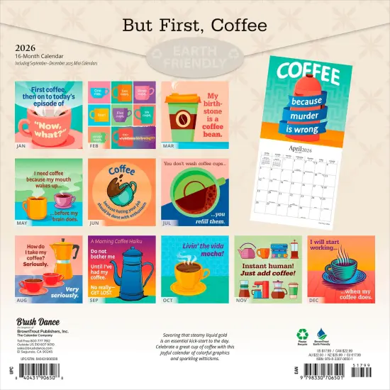 But First Coffee | 2026 12 x 24 Inch (Hanging) Monthly Square Wall Calendar | Plastic-Free {2}