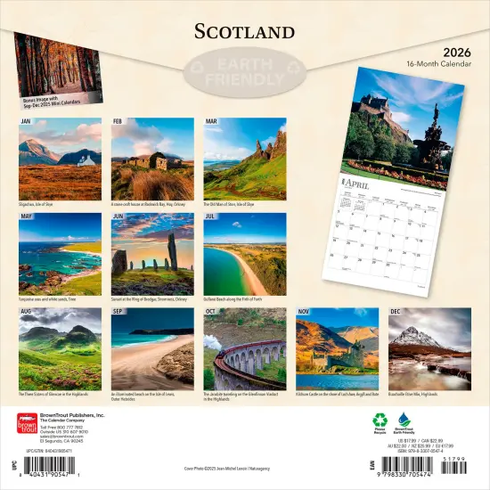 Scotland | 2026 12 x 24 Inch (Hanging) Monthly Square Wall Calendar | Plastic-Free {2}