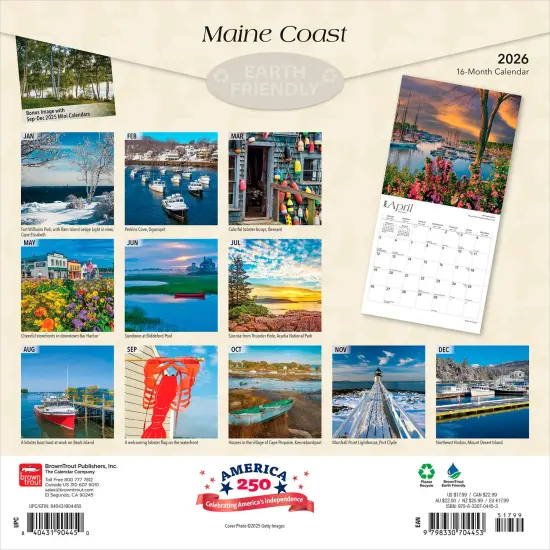 Maine Coast | 2026 12 x 24 Inch (Hanging) Monthly Square Wall Calendar | Plastic-Free {2}