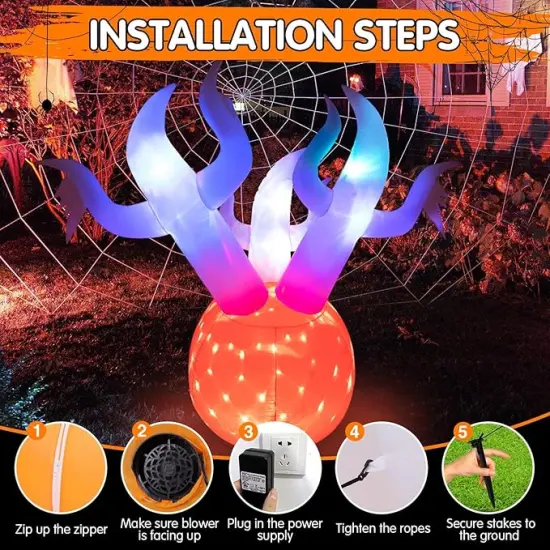 Halloween Inflatables Pumpkin Ghost Outdoor Decorations 6ft Giant Blow Up Three Ghost {3}