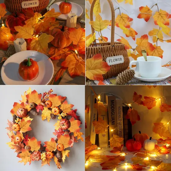 2 Pack Fall Garland With Lights - 11.8FT Indoor String Lights {4}