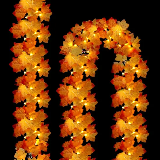 2 Pack Fall Garland With Lights - 11.8FT Indoor String Lights {1}