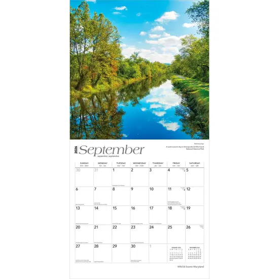 Maryland Wild & Scenic | 2026 12 x 24 Inch (Hanging) Monthly Square Wall Calendar | Plastic-Free {4}