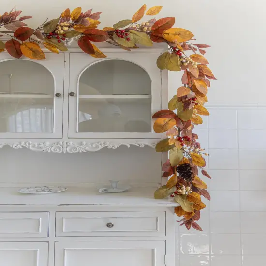 6.8FT Thanksgiving Leaf Garland With Pumpkin and Pine Cone {3}