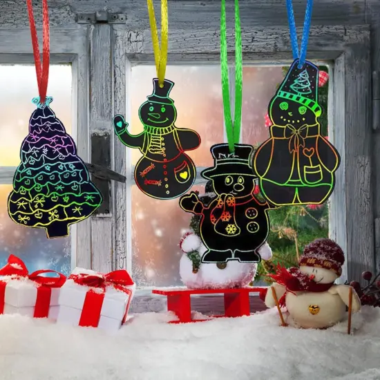 Christmas Scratch Paper Art Set, Rainbow Scratch Off Notebooks {6}