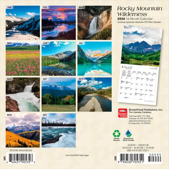 Rocky Mountain Wilderness | 2026 7 x 14 Inch (Hanging) Monthly Mini Wall Calendar {2}