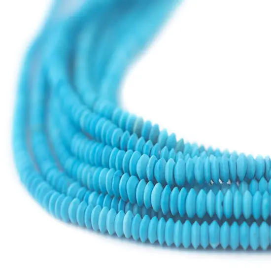 The Bead Chest Tiny Blue Turquoise Stone Saucer Heishi Beads 3mm Afghanistan Gemstone 14 Inch Strand {4}