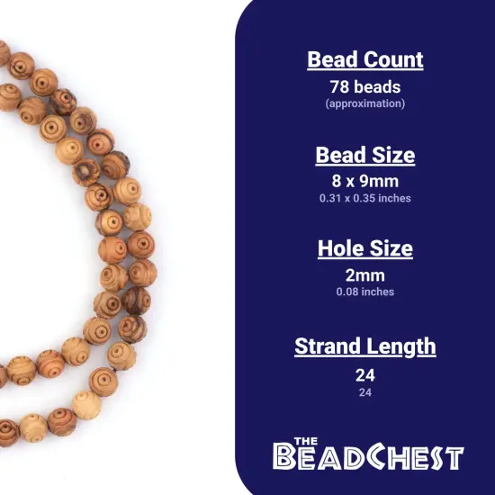 The Bead Chest Carved Round Olive Wood Beads from Bethlehem (8mm) {4}