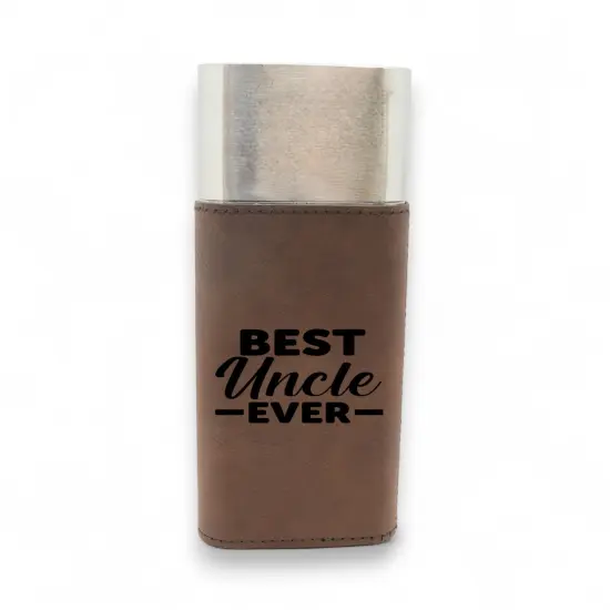 Cigar Case with Cutter - Best Uncle Ever - Leather Black/Silver {4}
