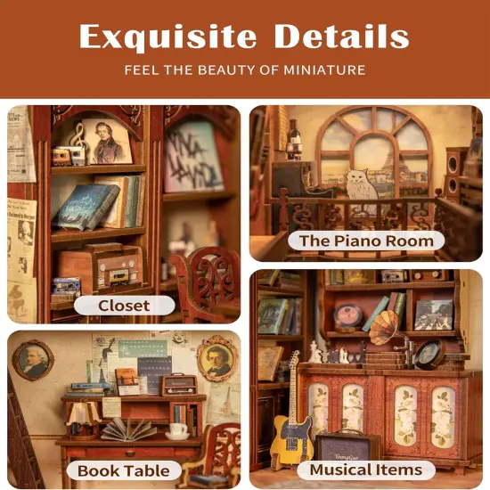 Book Nook Wizardi Miniature - The Secret Rhythm Roombox Kit {4}