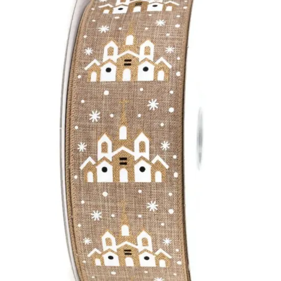 2.5" Snowy Church Ribbon: Natural (10 Yards) {3}