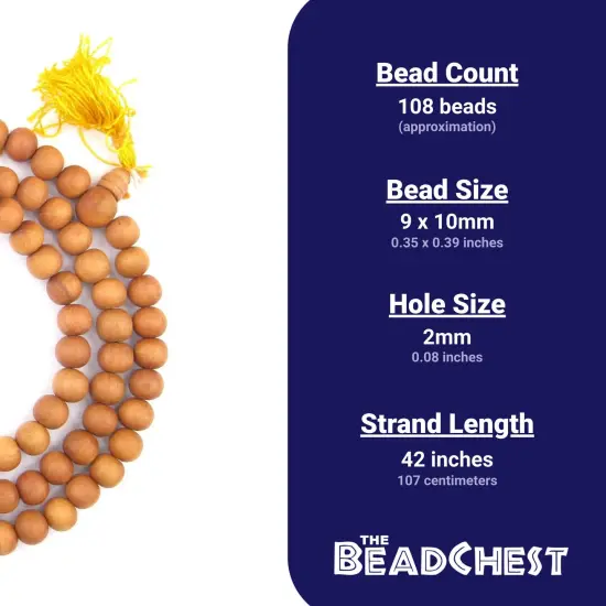The Bead Chest 10mm Sandalwood Mala Beads: Fragrant Aromatic Wooden Meditation Beads for Yoga, Jewelry, Necklace, Chanting Genuine Nepal Product {3}