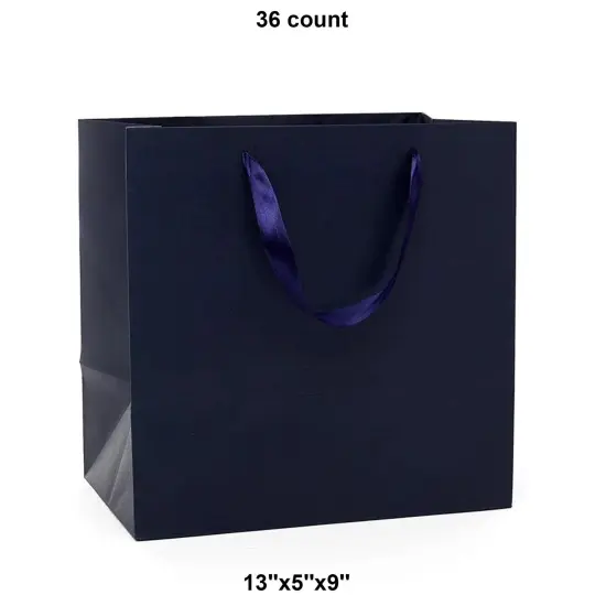 Vibrant Kraft Euro Tote 13" x 5" x 9" with Satin Handles Navy {1}