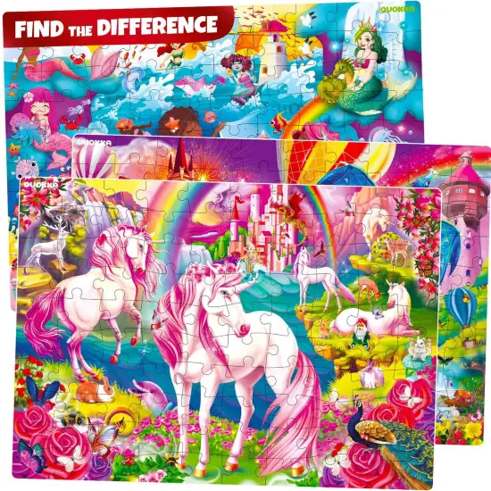 100 Pcs Floor Puzzles for Kids | Unicorns, Princess & Mermaids {1}