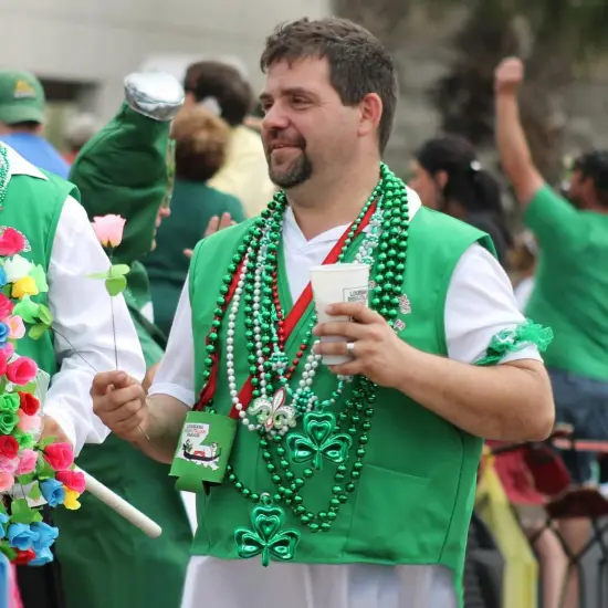 4E's Novelty 12 Pcs St Patricks Day Beads Necklace Bulk Green Shamrock Beads for Irish Party Favors & Supplies, Costume Accessories {5}