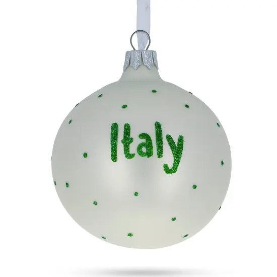 Flag of Italy Glass Ball Christmas Ornament 3.25 Inches {3}