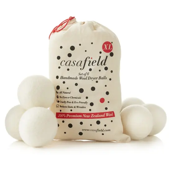 Casafield Wool Dryer Balls Set of 6, Extra Large Organic Handmade 100% New Zealand Wool, Natural Laundry Fabric Softener {1}