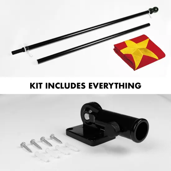 G128 - 6 Feet Tangle Free Spinning Flagpole (Black) China Flag Brass Grommets Embroidered 3x5 ft (Flag Included) Aluminum Flag Pole {2}