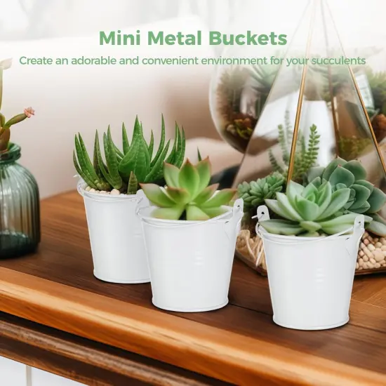 16 Pcs White Mini Buckets {2}