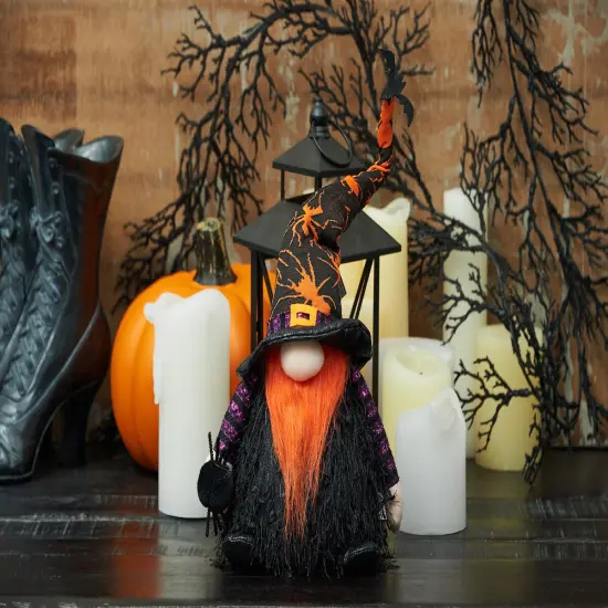 Orange Wizard Gnome w/LED Halloween Figure {3}