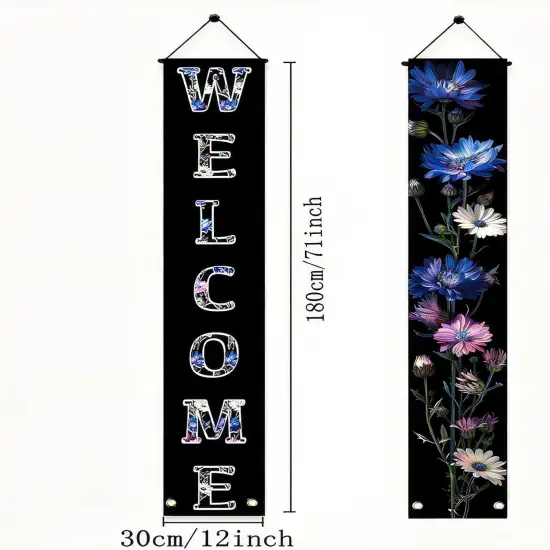 2pcs Welcome Summer Door Banner Colorful Daisy Porch Banners Sign {3}