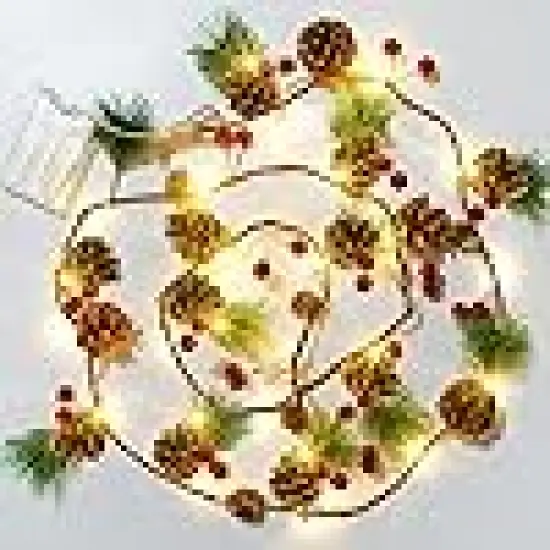 Garland with Red Berry Pine Cone Fairy String Lightsstring lights {1}
