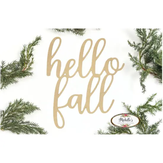 Hello Fall Script Wood Cutout {2}