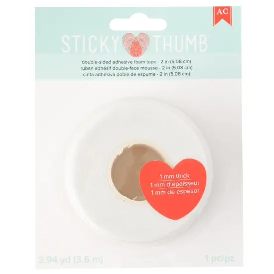 Sticky Thumb Double-Sided Foam Tape 3.94 Yards-White, 2"X1mm {1}