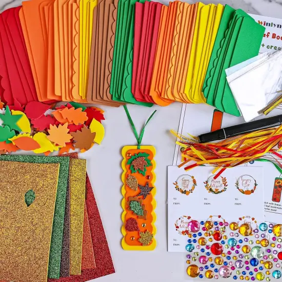 Fall Craft Kits - DIY Leaf Bookmarks & Decorations Art Sets for Kids {2}