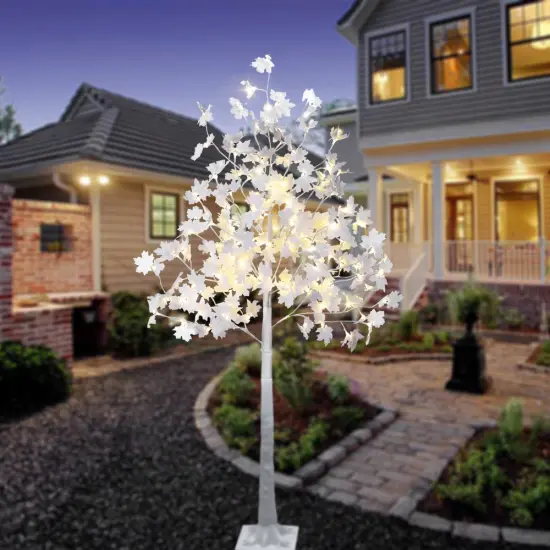 6 ft. Maple Tree - 120 LED Lights, Warm and Cold White, Mixed Colors, White Finish {1}