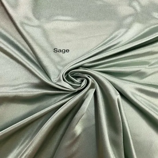 1 Yard Sage Green Crepe Satin Fabric Shiny Matte Polyester For Gowns Dresses Costumes 58" Width {1}