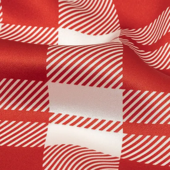 1 Yard Balenciaga Italian Red and White Plaid Silk Charmeuse Lightweight Designer 55 inch Width {2}