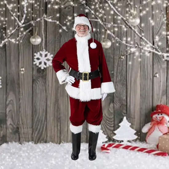 Burgundy Velvet Santa Costume with Plush Trim {2}