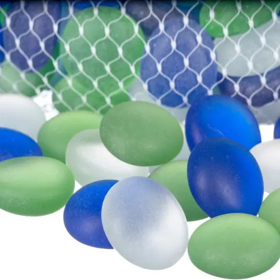 Flat Marbles Vase Filler - 3 Lb (315 pcs) Aqua White Cobalt & Green Glass Pebble Vase - Clear Glass Stones for Vases - Flat Glass Marble for craft and Home d&eacute;cor - Aquarium Glass Marble filler {3}