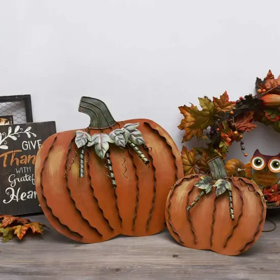 Metal Fall Pumpkin Decor {3}