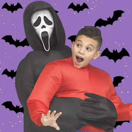 Kids Inflatable Piggyback Ghost Costume with Fan {3}