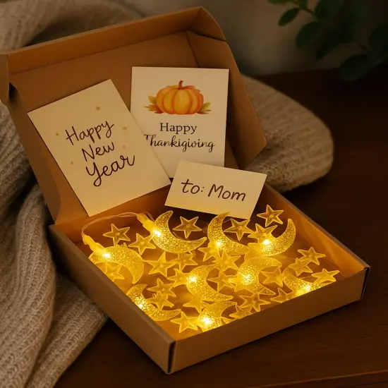 Moon-&-Star Fairy Lights, 40 LED 20 ft String {3}