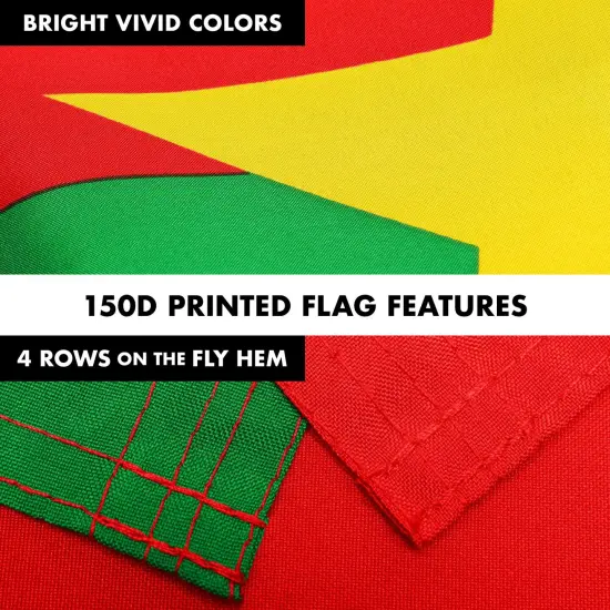 G128 Combo Pack: 6 Ft Twist Free Aluminum Spinning Flagpole (White) & Burkina Faso Flag | 3x5 Ft | LiteWeave Pro Series Printed 150D Polyester | Pole with Flag Included {5}