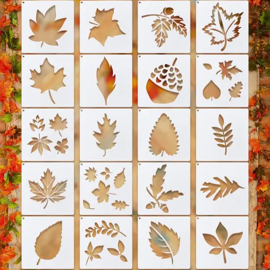 20 Pieces Autumn Leaf Stencils {1}